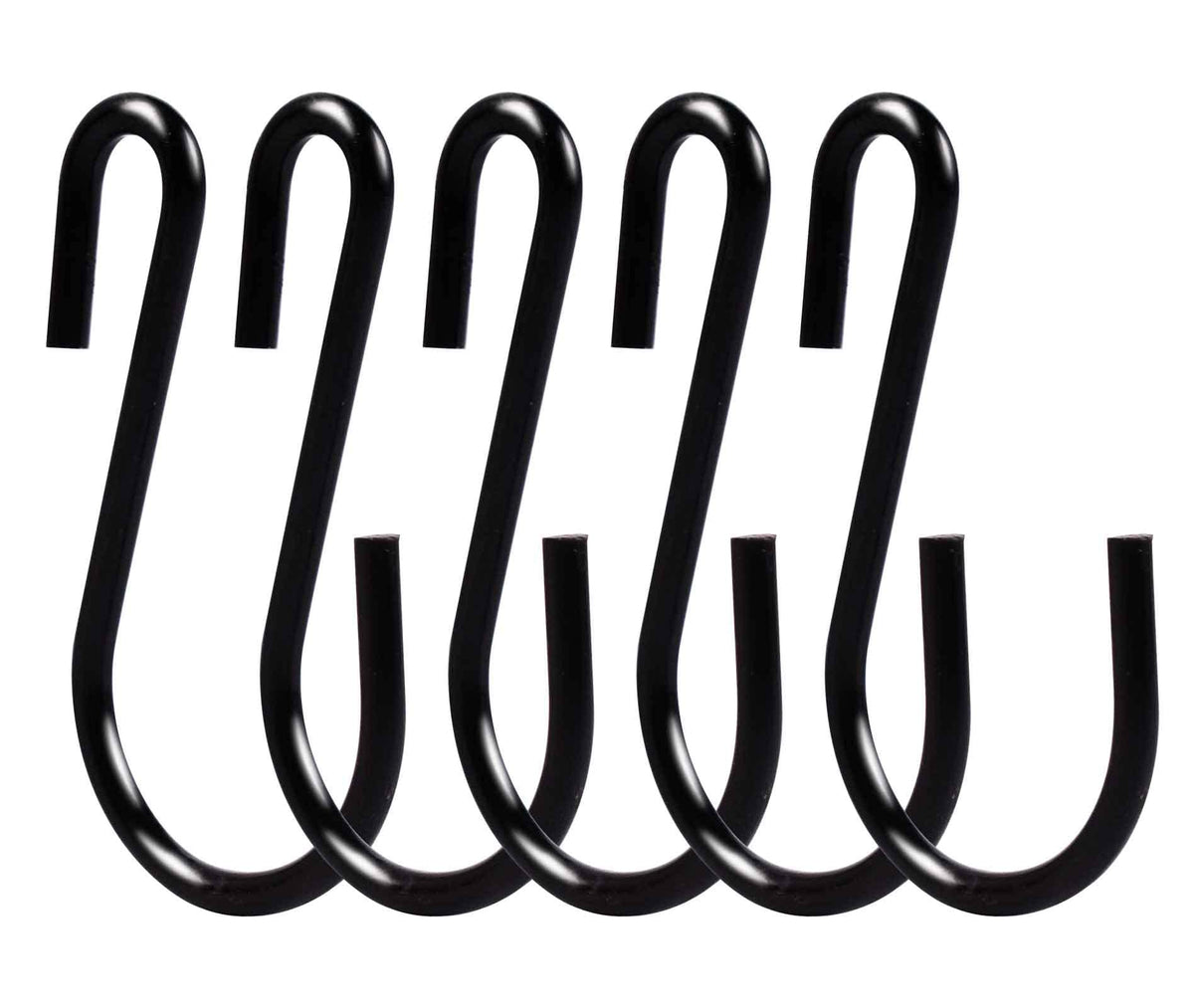 Yikla S Hooks for Hanging Plants, Clothes, 20 Pack Black S Shaped Hooks Made of Metal Iron, Heavy Duty S-Hooks