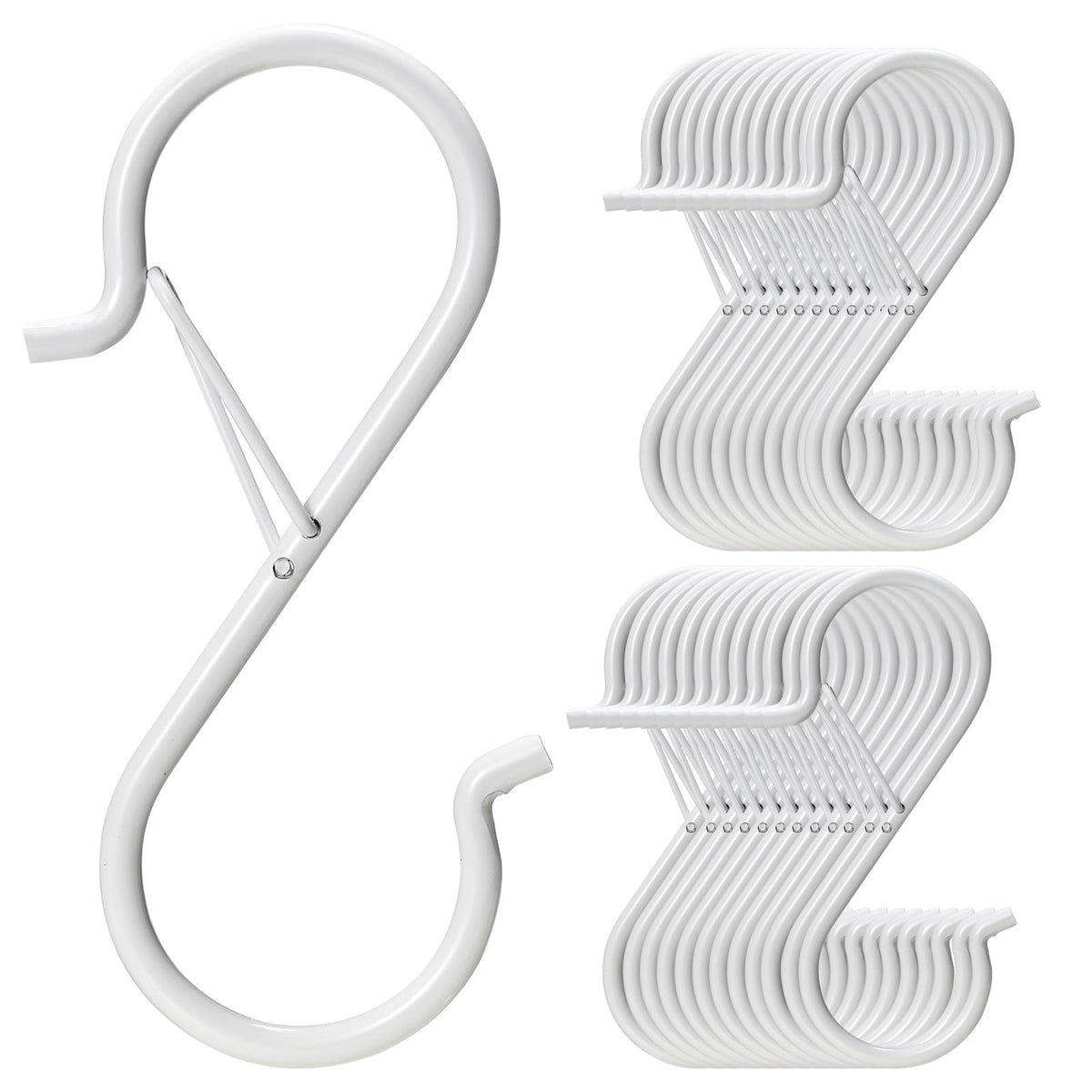 12 PCS S Hooks for Hanging with Safety Buckle, Heavy Duty Metal S Hooks
