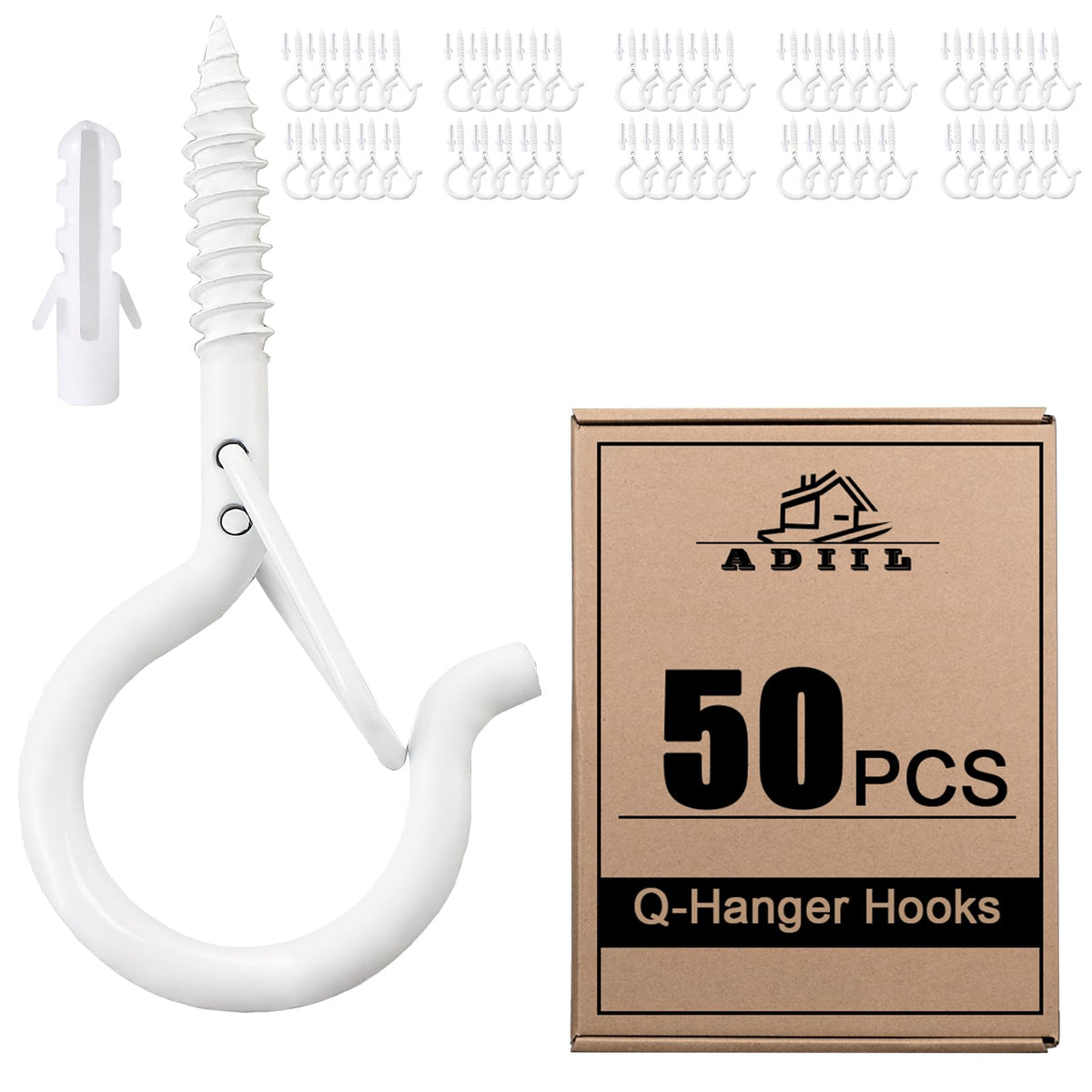 ADIIL Q Hanger Ceiling Screw Hooks for Hanging Outdoor String Light, Plants