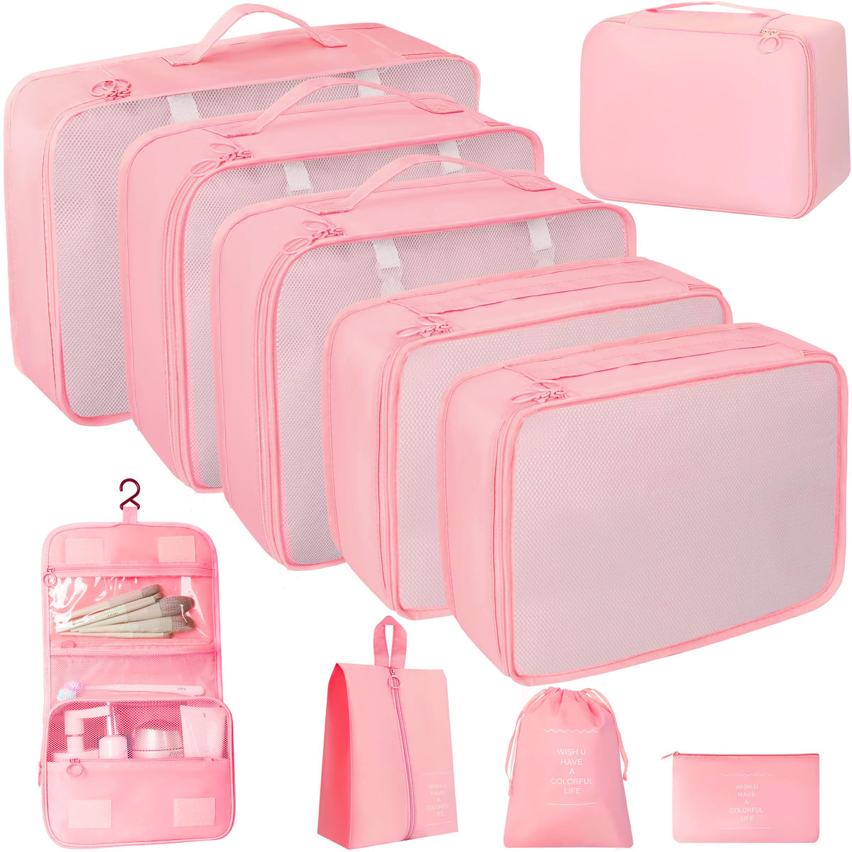 10 Pcs Set Packing Cubes - Travel Packing Organizers, Expandable Suitcase Organizer, Luggage Organizer Bags
