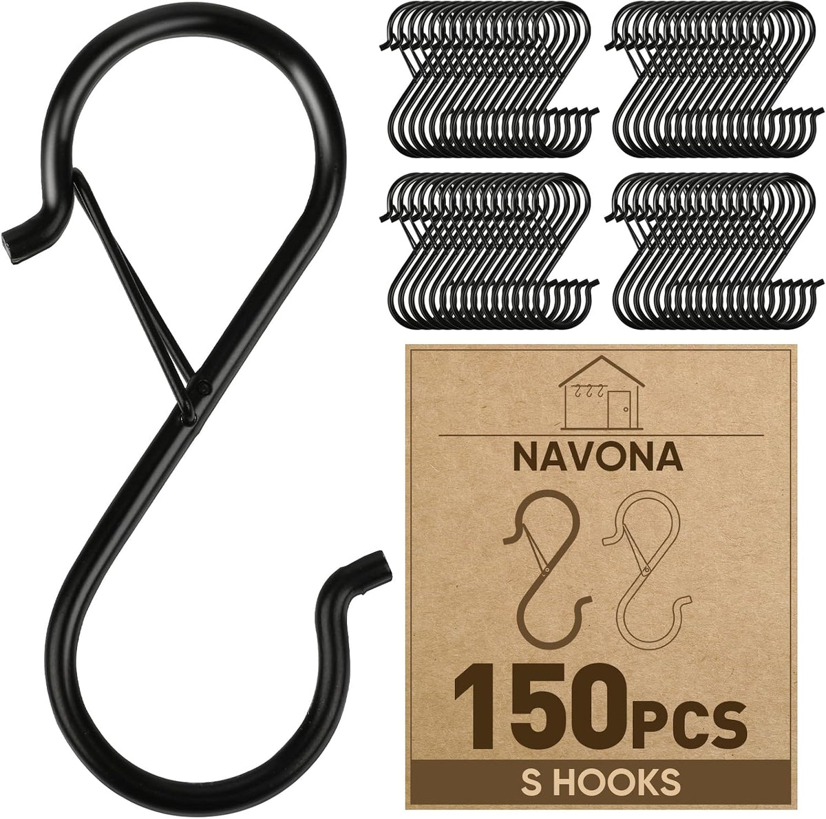 20 Pcs S Hooks for Hanging Heavy Duty, Metal S Hook with Safety Buckle