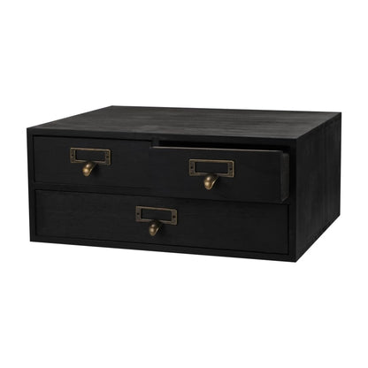 Wooden Drawers Apothecary Cabinet Black Wood Desktop Organizer Box