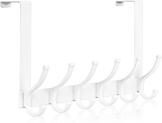 Optish Over The Door Hooks, Door Hanger Hooks for Hanging, Over The Doors Towel Racks for Bathroom, Coat Rack Dorm Essentials (1Pack, White, Fit 1-3/4" Doors)