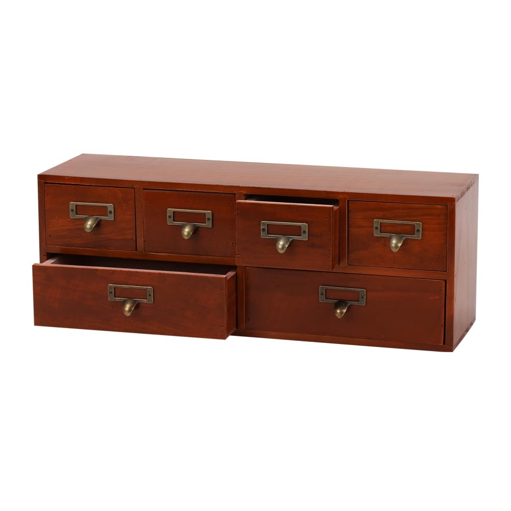 Wooden Drawers Apothecary Cabinet Black Wood Desktop Organizer Box