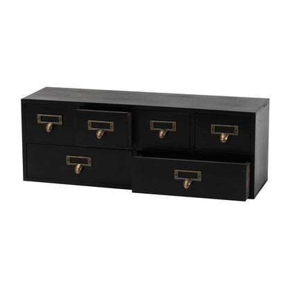 Wooden Drawers Apothecary Cabinet Black Wood Desktop Organizer Box