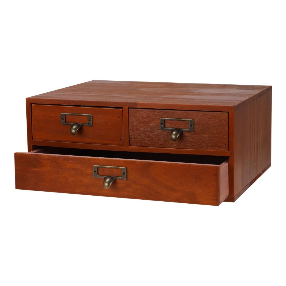 Wooden Drawers Apothecary Cabinet Black Wood Desktop Organizer Box