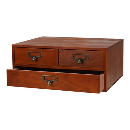 Wooden Drawers Apothecary Cabinet Black Wood Desktop Organizer Box