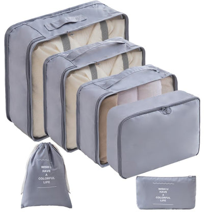 LANSKLBD 6/8 Set Packing Cubes for Suitcases Travel Luggage Packing Organizers,Travel Accessories Essentials Luggage Organizer with Shoe/Tioletry/Laundry Bag (Beige, 8 set)