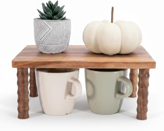 Kitchen Counter Shelf Wooden Cabinet and Desktop Counter Riser