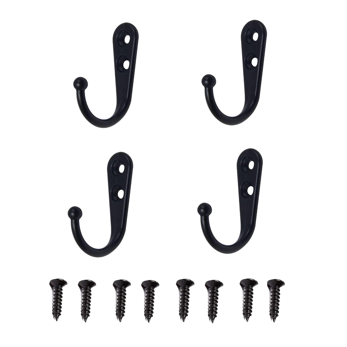 4 Pcs Wall Mounted Hooks for Bedroom,Bathroom,Kitchen,and Cabinet Hangers (with 8 Screws)-Gold