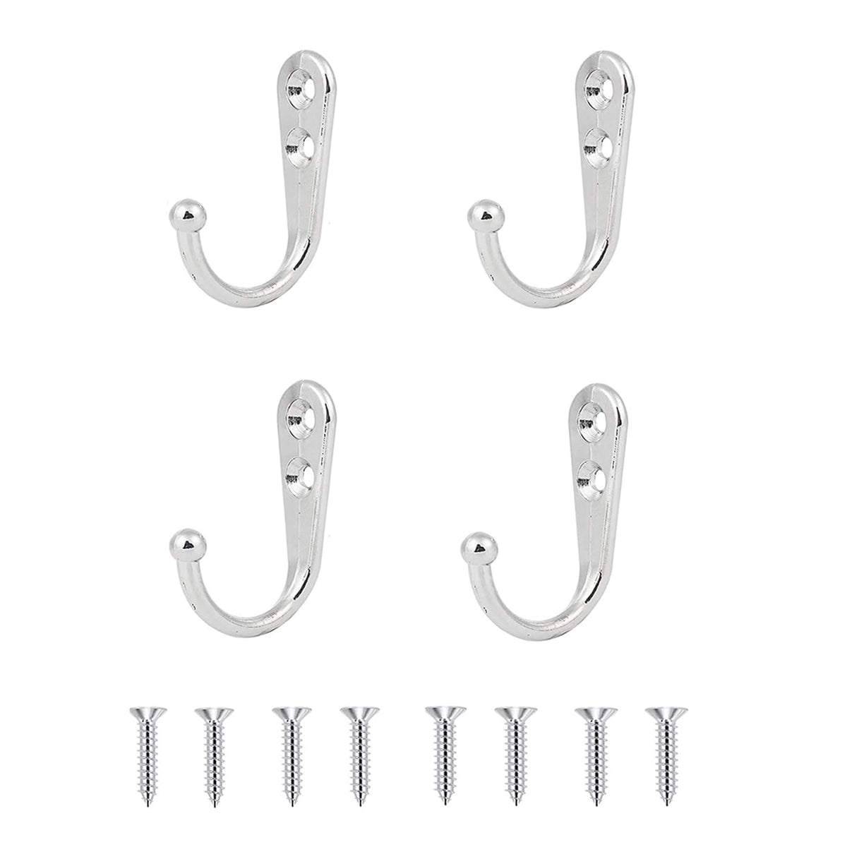 4 Pcs Wall Mounted Hooks for Bedroom,Bathroom,Kitchen,and Cabinet Hangers (with 8 Screws)-Gold