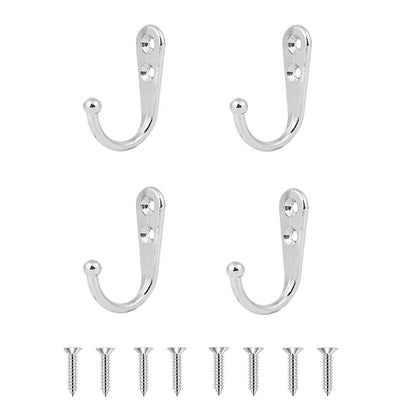 4 Pcs Wall Mounted Hooks for Bedroom,Bathroom,Kitchen,and Cabinet Hangers (with 8 Screws)-Gold