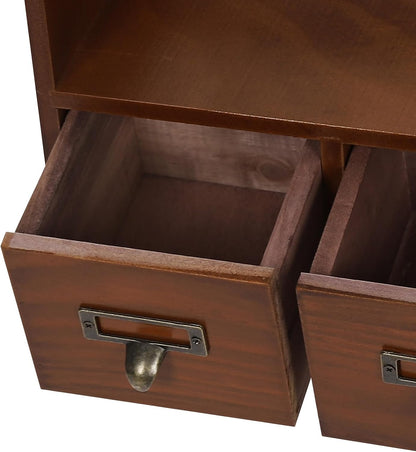 Wooden Desk Drawer Organizer, Vintage 3 Drawers Wooden Apothecary Cabinet
