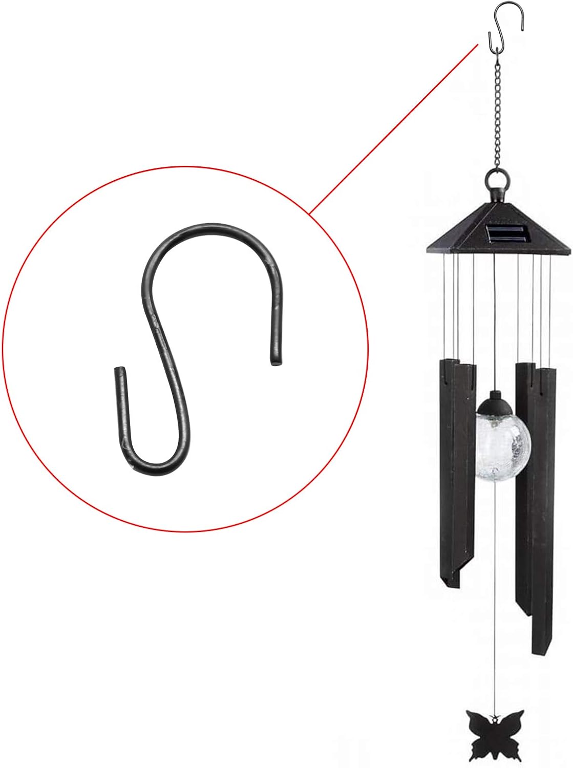 Bonsicoky S Shaped Hooks, 1 Inch, Black, 50PCS