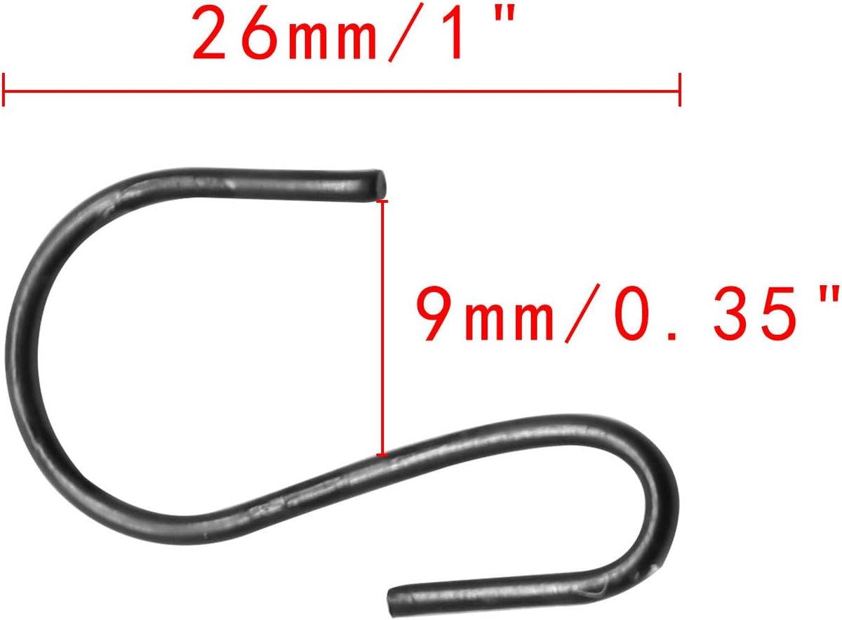 Bonsicoky S Shaped Hooks, 1 Inch, Black, 50PCS
