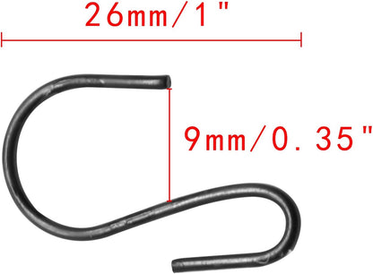 Bonsicoky S Shaped Hooks, 1 Inch, Black, 50PCS