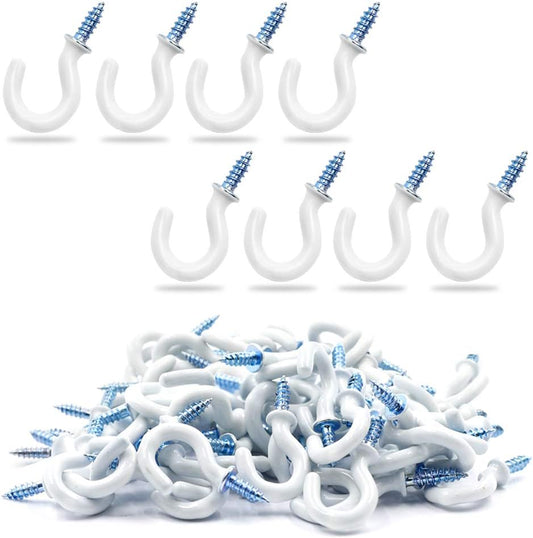 50Pcs 1/2-Inch Cup Hooks Ceiling Hooks, White