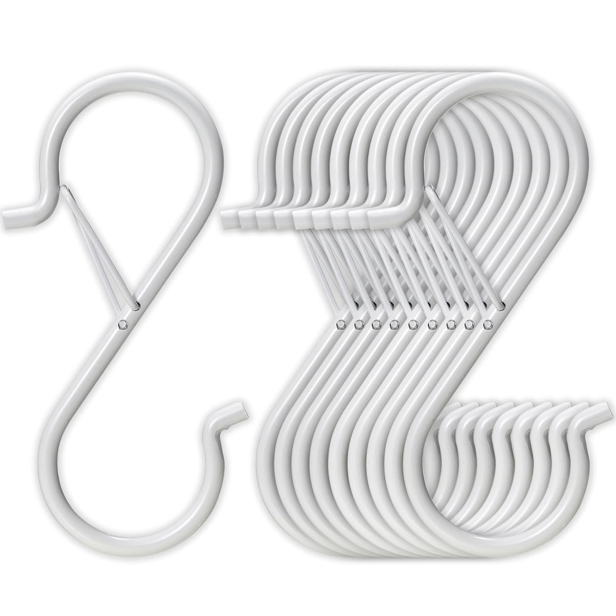 12 PCS S Hooks for Hanging with Safety Buckle, Heavy Duty Metal S Hooks
