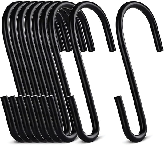 20-Pack Black S Hooks for Hanging 2.4 Inch, Small S Hooks Alloy Steel Hangers for Jeans, Kitchen Pots & Plant Hanging, Lightweight 0.88 Inch Opening Holder for Wire Shelving, Towels & Purses