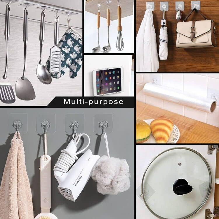ZESLMG Adhesive Wall Hooks for Hanging, 16 Pack Self Sticky Hook No Damage
