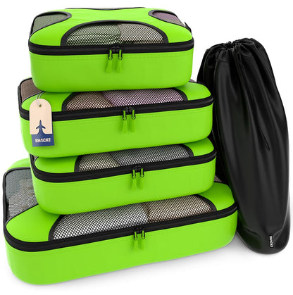 Shacke 5 Set Packing Cubes for Travel with Laundry Bag (Pure Black)