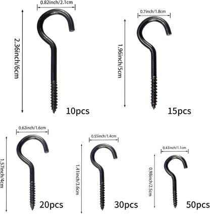 125 Pcs Small Screw Hooks, 5 Sizes Ceiling Hook for Hanging Plants