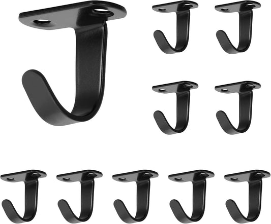 NearMoon Stainless Steel Screw Mounted Ceiling Hooks, Under-Shelf Towel/Robe Clothes Hook Heavy Duty Coat Hanger for Bathroom Kitchen Cabinet Garage, 10 Pack (Matte Black)