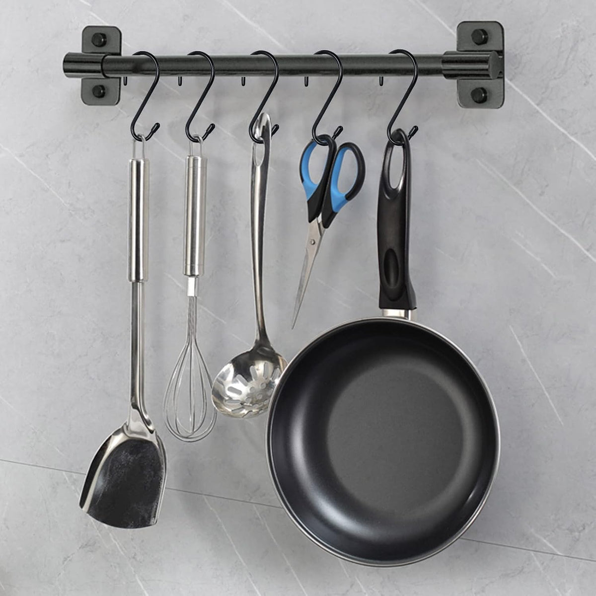 12 Pack 4-1/2 Inch S Hooks, Large Vinyl Coated Closet Hooks Non Slip Heavy Duty for Hanging, Steel Metal Black Rubber Coated for Jeans Plants Clothes Pot Pan Cups Towel