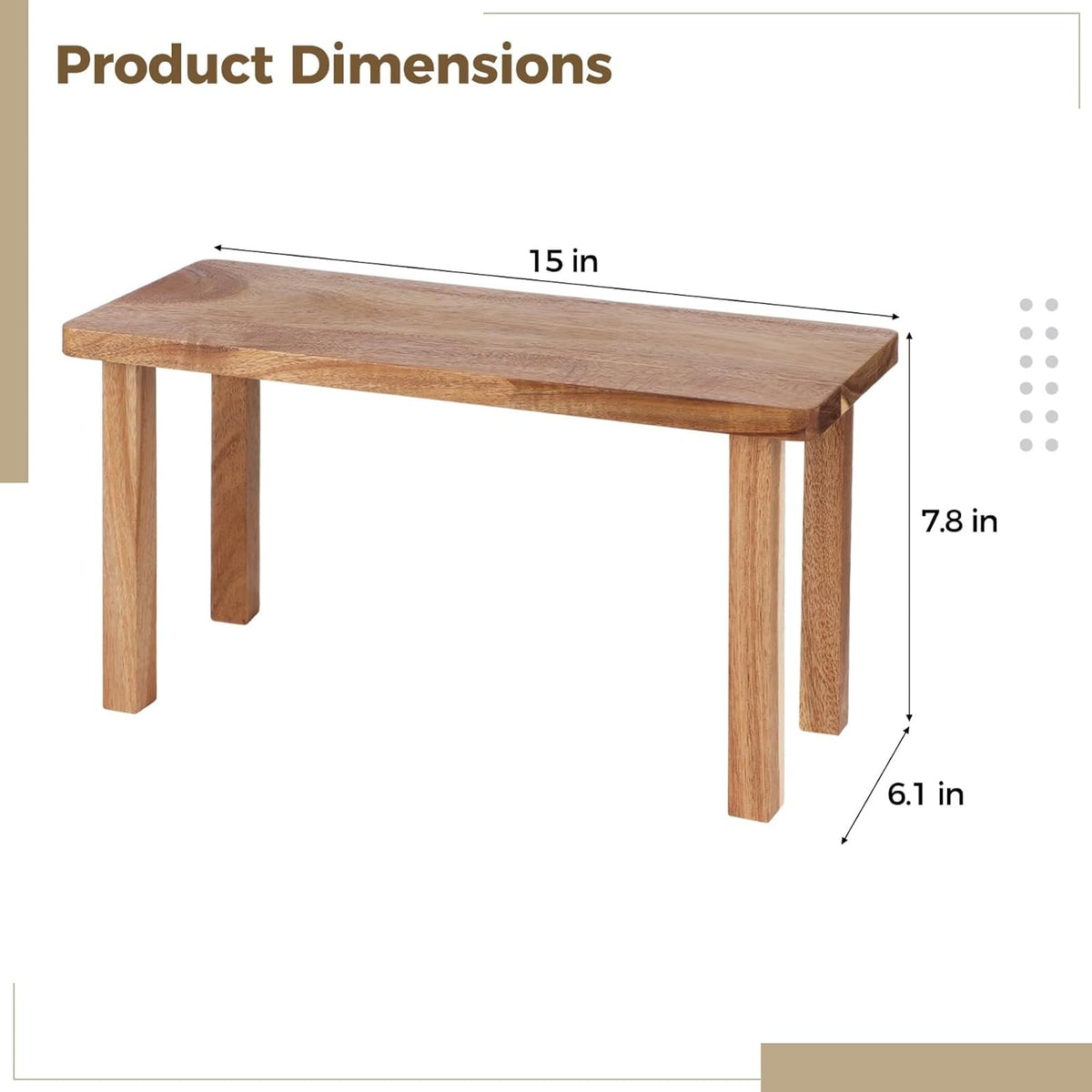 15 Inches Acacia Wooden Desktop Organizer Shelf, Cabinet Riser & Counter Display Stand for Top of Desk Home Office Kitchen Coffee Table Display Stand