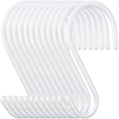 12 Pack 4-1/2 Inch S Hooks, Large Vinyl Coated Closet Hooks Non Slip Heavy Duty for Hanging, Steel Metal Black Rubber Coated for Jeans Plants Clothes Pot Pan Cups Towel