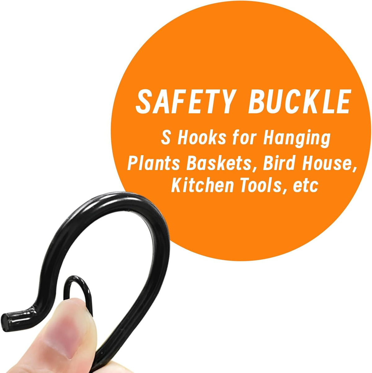 12 PCS S Hooks for Hanging with Safety Buckle, Heavy Duty Metal S Hooks