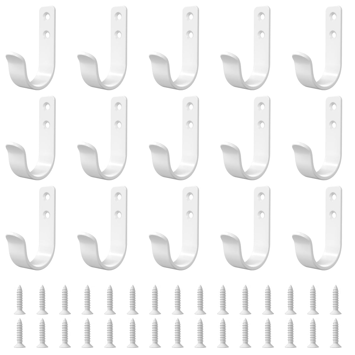 15-Pack Black Wall Mount Hooks for Hanging Coats & Towels