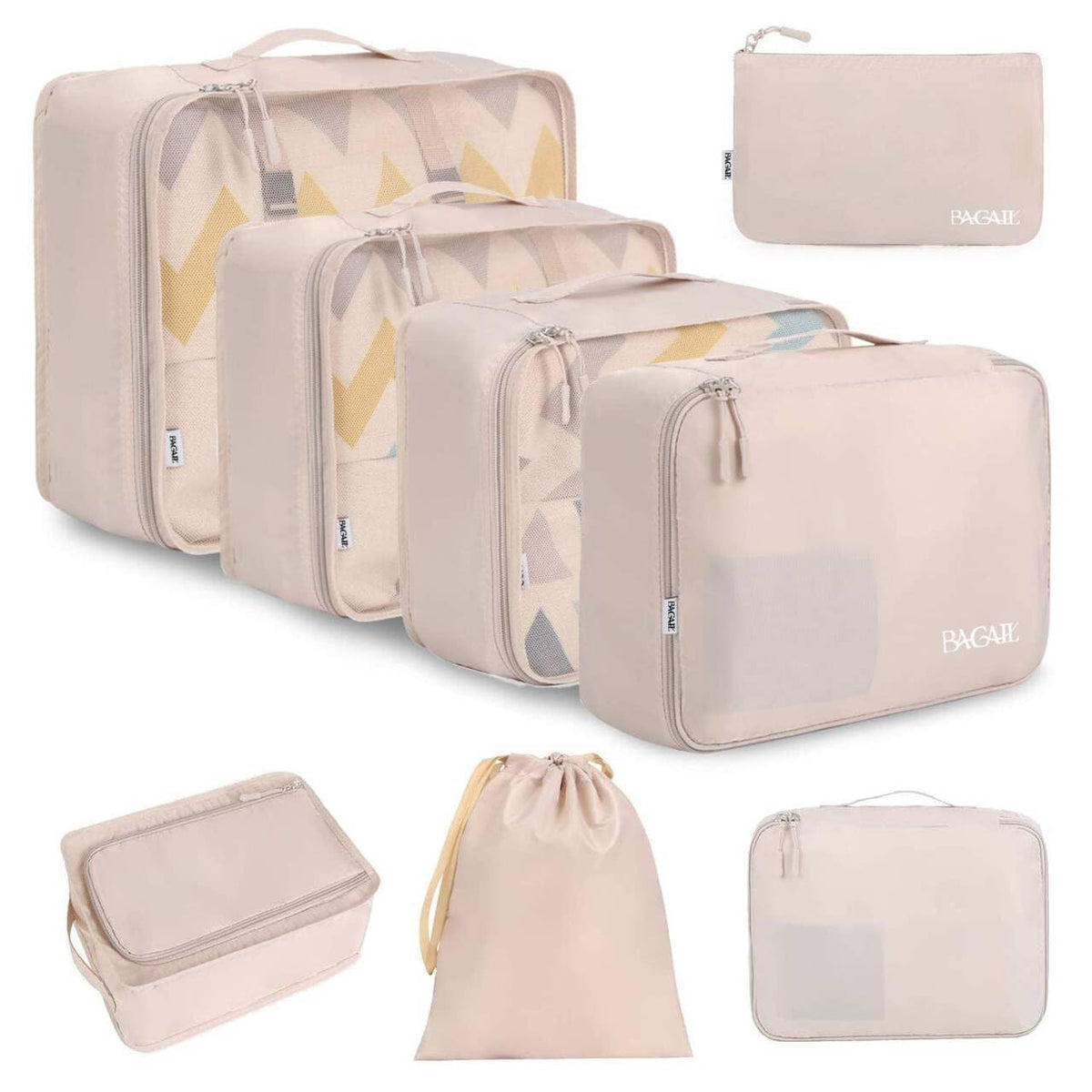 BAGAIL 8 Set Packing Cubes Luggage Packing Organizers for Travel Accessories-Matcha Green