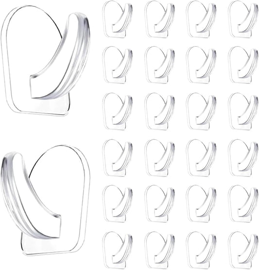 24 Pieces Small Seamless Clear Adhesive Wall Hooks for Hanging, Transparent Sticky Hooks for Bathroom Bedroom Kitchen