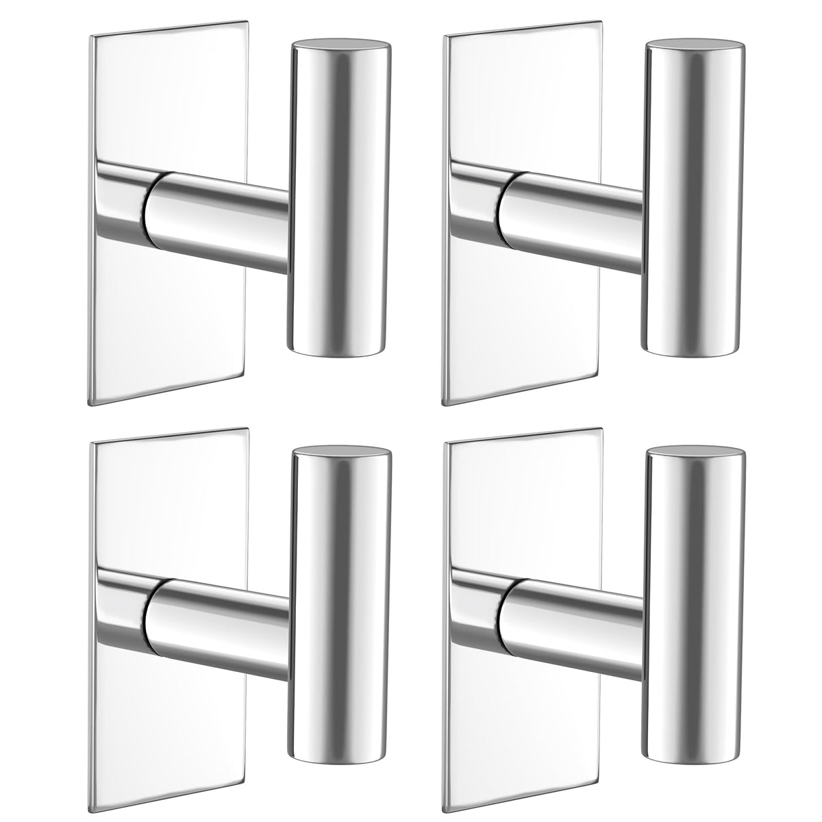 VAEHOLD Wall Towel Hooks, Heavy Duty Sticky Holder Waterproof Towel Hooks for Hanging Coat, Clothes, Closet Hook Wall Mount for Kitchen (Silver, 2 Pack)