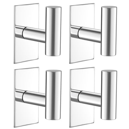 VAEHOLD Wall Towel Hooks, Heavy Duty Sticky Holder Waterproof Towel Hooks for Hanging Coat, Clothes, Closet Hook Wall Mount for Kitchen (Silver, 2 Pack)