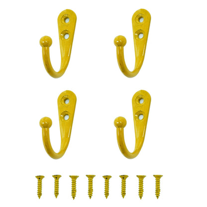4 Pcs Wall Mounted Hooks for Bedroom,Bathroom,Kitchen,and Cabinet Hangers (with 8 Screws)-Gold