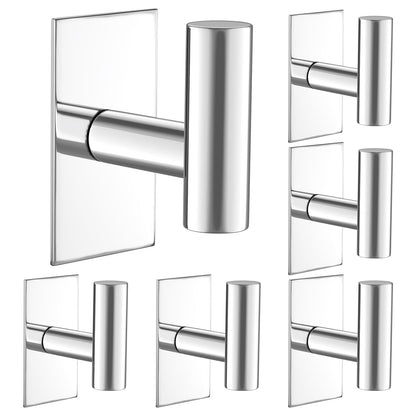 VAEHOLD Wall Towel Hooks, Heavy Duty Sticky Holder Waterproof Towel Hooks for Hanging Coat, Clothes, Closet Hook Wall Mount for Kitchen (Silver, 2 Pack)