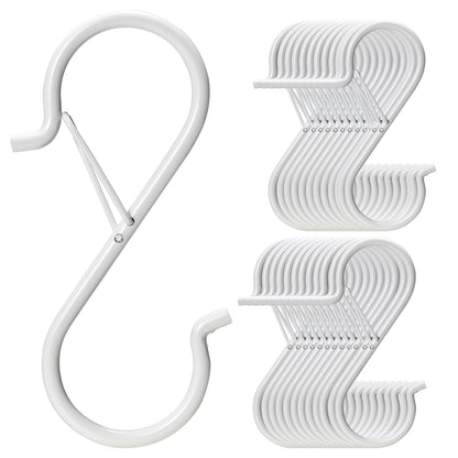 12 PCS S Hooks for Hanging with Safety Buckle, Heavy Duty Metal S Hooks