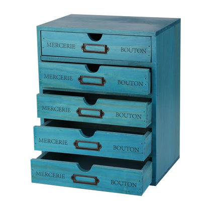 Wooden Drawers Apothecary Cabinet Black Wood Desktop Organizer Box