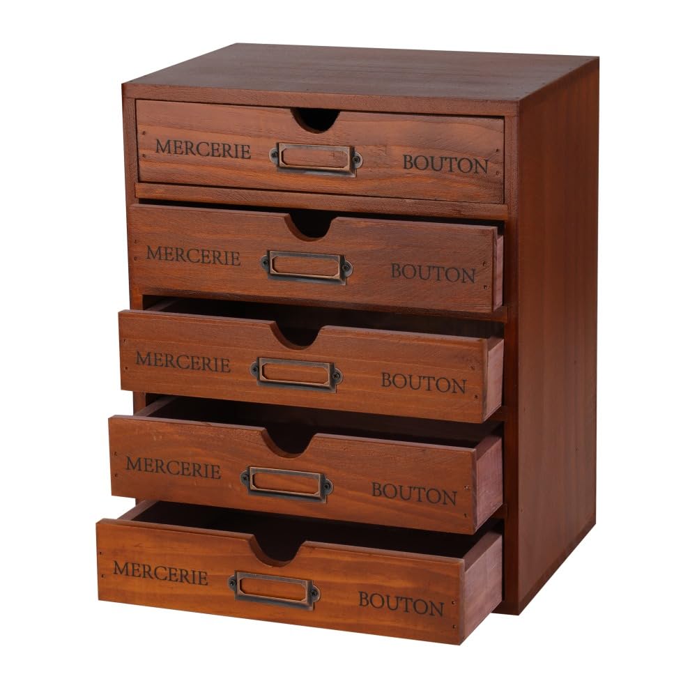 Wooden Drawers Apothecary Cabinet Black Wood Desktop Organizer Box