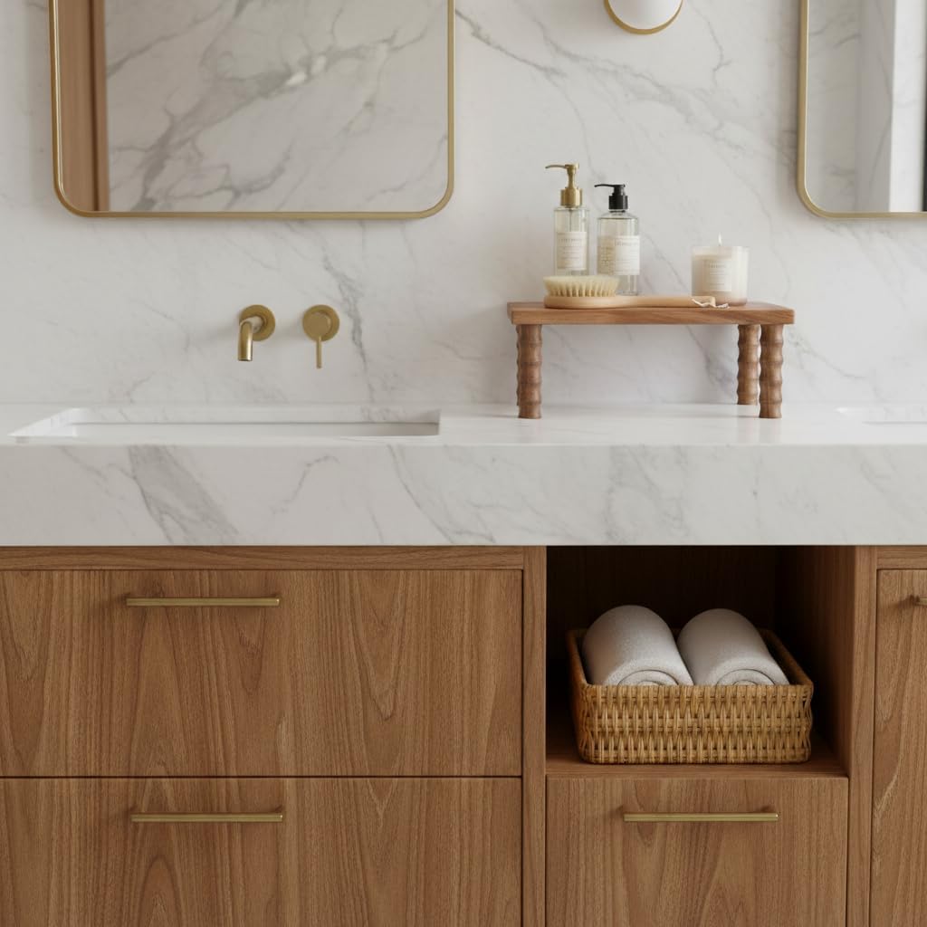 Kitchen Counter Shelf Wooden Cabinet and Desktop Counter Riser