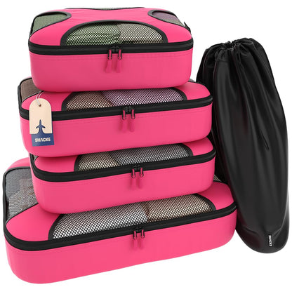 Shacke 5 Set Packing Cubes for Travel with Laundry Bag (Pure Black)