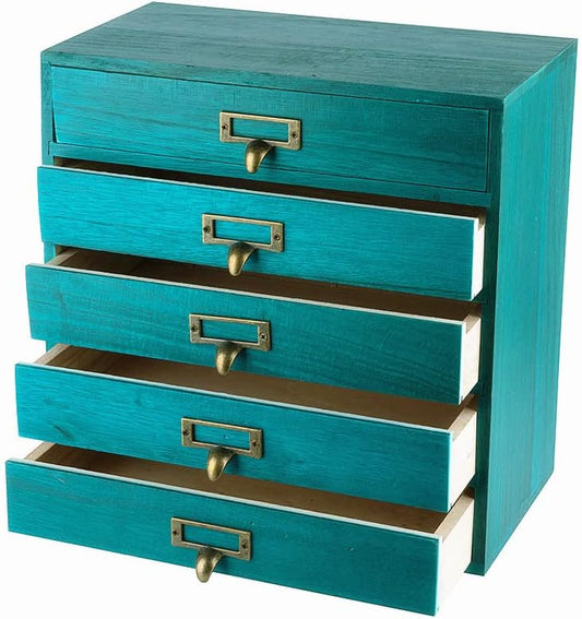 GoooodGIFT Wooden Drawers Small Wooden Box with Drawer, Blue