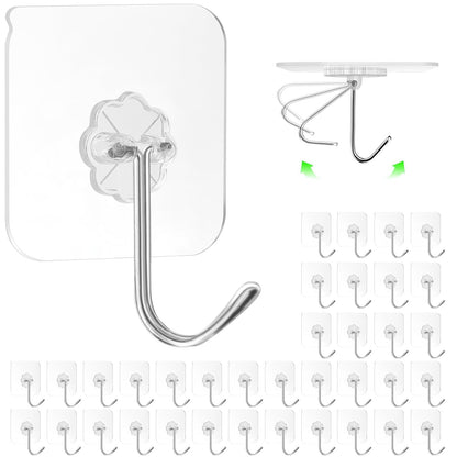 ZESLMG Adhesive Wall Hooks for Hanging, 16 Pack Self Sticky Hook No Damage