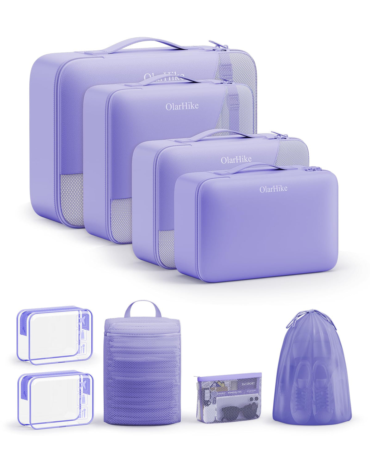 10 Set Packing Cubes for Travel, Gifts for Women Mom,Anti-Tearing Suitcase Organizer for Luggage with Shoe & Hanging Toiletry Bag,OlarHike Vacation Essentials & Accessories for Cruise Ship