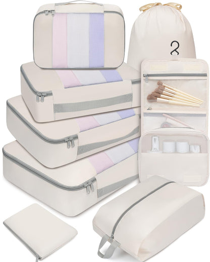 BAGAIL 6 Set/8 Set/10 Set Packing Cubes Various Sizes Packing Organizer for Travel Accessories Luggage Carry On Suitcase