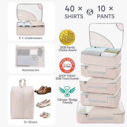 10 Set Packing Cubes for Travel, Gifts for Women Mom,Anti-Tearing Suitcase Organizer for Luggage with Shoe & Hanging Toiletry Bag,OlarHike Vacation Essentials & Accessories for Cruise Ship