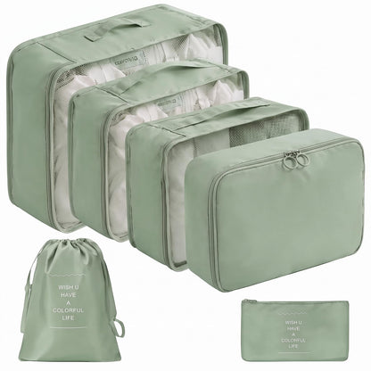 LANSKLBD 6/8 Set Packing Cubes for Suitcases Travel Luggage Packing Organizers,Travel Accessories Essentials Luggage Organizer with Shoe/Tioletry/Laundry Bag (Beige, 8 set)