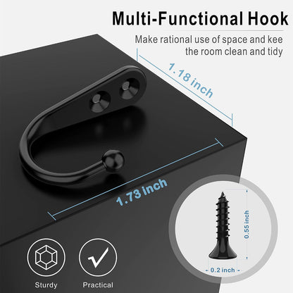 15-Pack Black Wall Mount Hooks for Hanging Coats & Towels
